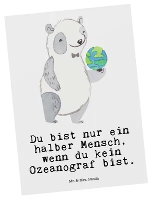 Produktbild von Mr. & Mrs. Panda Ansichtskarte Ozeanograf Herz - Weiß - Geschenk, Spruch, Postkarten, Lustig, Studium, Postkarte, Ansichtskarten, Witzig, Kunstkarten, Grußkarte
