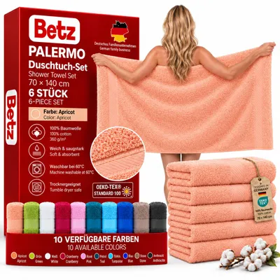 Produktbild von Betz 6 Stück Duschtücher 70x140 cm PALERMO 100% Baumwolle  Farbe: apricot
