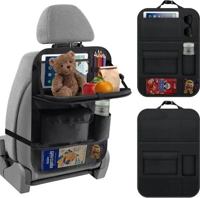 Productafbeelding van Famanu Auto-organizer met tafel – praktische autostoelorganizer voor kinderen met een vak voor een touchscreen – waterdichte beschermmat voor de rugleuning