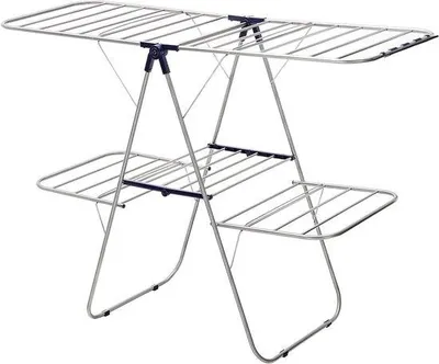 Imagen del producto de Secadora de ropa estable, de color azul, de 2 niveles, plegable, con una altura de 156 cm