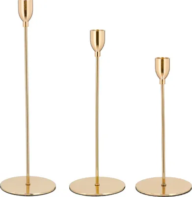 Produktbild von 3 Stück Kerzenhalter Set 33 bis 23 cm hoch Rosegold für Stabkerzen Kerzenständer