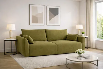 Produktbild von Kaiser Möbel Sofa mit Schlaffunktion und Bettkasten, Veloursstoff Salvador, Olive, Zephira