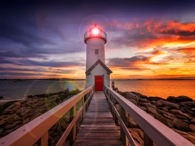 Produktbild von Fototapete Vlies 22588 Annisquam Lighhouse Sunset 10-tlg. 500 x 280 cm