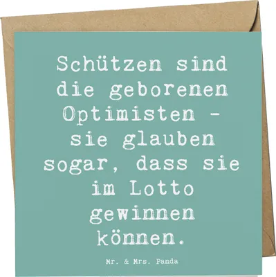 Produktbild von Mr. & Mrs. Panda Glückwunschkarte Spruch Schütze Optimist - Meeresbrise - Geschenk, Freiheitsliebe, Horoskop, Geschenke Astrologie, Optimismus, Sternzeichen, faltkarte