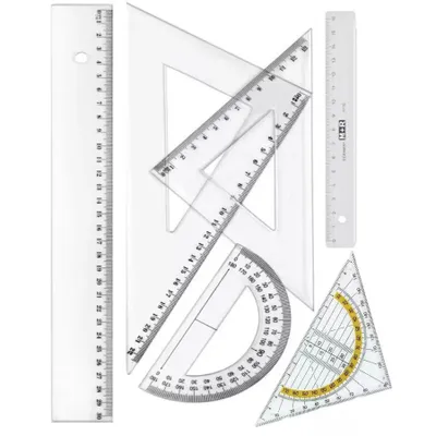Produktbild von Geometrie-Set 6-tlg Lineal Geodreieck Zeichendreieck Winkel Maßstab Set
