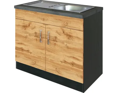 Produktbild von Held Möbel Spülenschrank inkl Spüle Sorrento BxTxH 100 x 60 x 86 cm eiche hell matt zerlegt Anschlag reversibel 476.6282