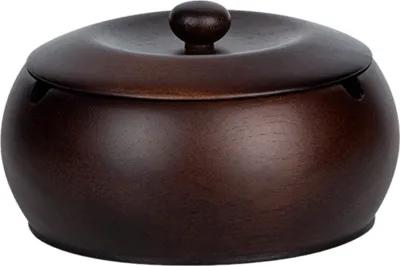 Produktbild von Aschenbecher aus Holz mit Deckel, Aschenbecher für den Außenbereich mit herausnehmbarem Edelstahleinsatz für Garten, Terrasse