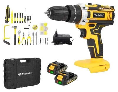 Imagen del producto de Taladro percutor inalámbrico, con 2 velocidades ajustables, versátil y con 45 accesorios
