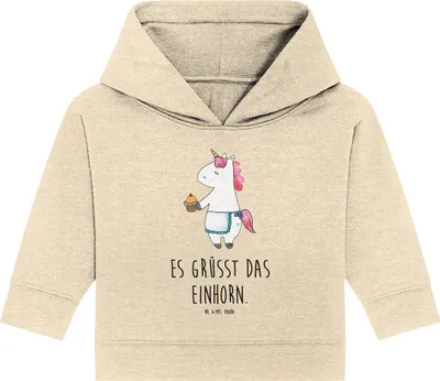 Produktbild von Mr. & Mrs. Panda Organic Baby Hoodie Einhorn Muffin 24. - 36. Monat - Natural Raw - Geschenk, Unicorn, Backen, Glückwünsche, Kapuzensweatshirt, Kapuzenshirt, Kekse