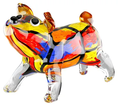 Zdjęcie produktu dla Gilde Glasart, Figur, Hund, "Pacco", Bulldogge, Glas, mehrfarbig, VE 1, L. 9 cm, B. 25 cm, H. 17 cm 27476