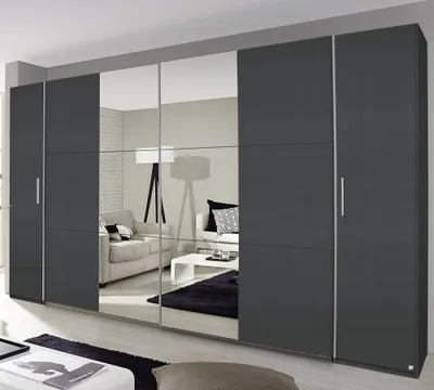 Produktbild von RAUCH AM871_081L Schwebetürenschrank, 4-trg. mit Spiegel Kronach in Grau