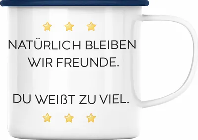 Produktbild von Trendation - Lustige Emaille Tasse mit Spruch für Beste Freundin Arbeit Büro Lustig Emaille Tassen Becher mit Sprüchen Kollegin Geschenk Sarkasmus (Blau)