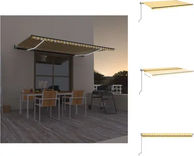 Produktbild von vidaXL Automatische Markise mit LED & Windsensor 500x300 Gelb/Weiß - Markisen