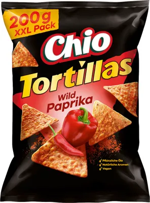 Produktbild von Chio Tortillas Chips Wild Paprika Mais-Snack mit Paprika 200g