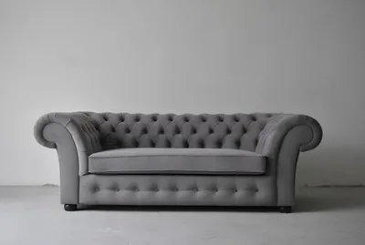 Produktbild von Sofa 3 Sitzer Stoff Design Couch Polster Sofas Textil Modern Chesterfield Grau