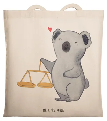 Produktbild von Mr. & Mrs. Panda Shopping Tasche Waage Astrologie - Transparent - Geschenk, Sternzeichen, Einkaufstasche, Jutetasche, Jutebeutel, Uni, Tierkreiszeichen, Tote Bag