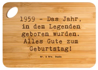 Produktbild von Mr. & Mrs. Panda Holzbrett Spruch 1959 Geburtstag - Transparent - Geschenk, besondere Geburtstagsglückwünsche, Geschichte, holzschneidebrett, Alles Gute zum, Alter, Brett