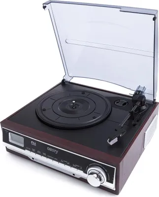 Obrázek produktu pro Camry Premium CR1113, Gramofon s řemínkovým náhonem, Poloautomatický, Černá, Chrom, Dřevo, 33,45 ot/min, 33,45,78 ot/min, Externí