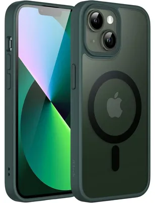 Immagine prodotto di Custodia protettiva per iPhone 13 da 6,1 pollici, compatibile con MagSafe, colore verde scuro opaco