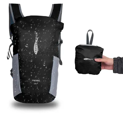 Produktbild von Wanderrucksack 15 l, schwarz, wasserdicht, faltbar, für Camping