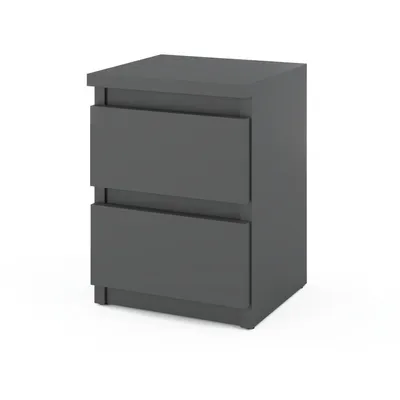 Produktbild von STIV Möbel | Nachttisch Grau Matt 30x30x40 cm | 2 Schubladen | Moderner Nachtschrank | Dezentes Design in Uni-Grau