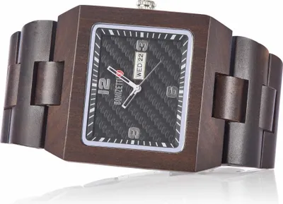 Produktbild von Bonizetti Herrenuhr 4,6cm EVEREST Armbanduhr mit Sandelholz Armband Braun Durchmesser Holzuhr, Holzarmband