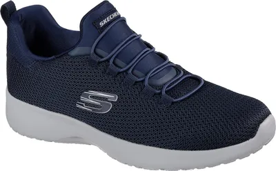 A single blue Skechers sneaker is shown against a white background.