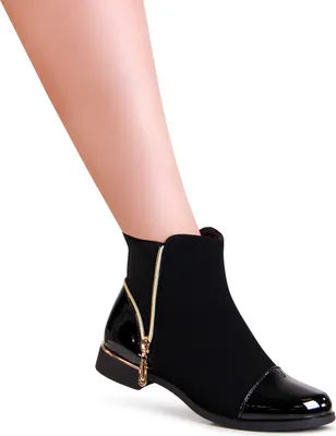 Produktbild von topschuhe24 2203 Damen Velours Lack Stiefeletten Halbschuhe, Farbe:Schwarz, Größe:36 EU