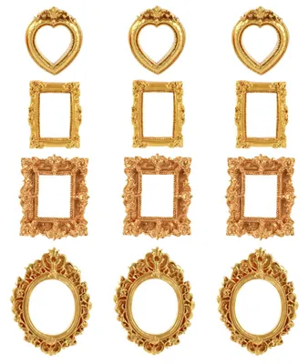 12 Mini-Goldrahmen, Harz, Vintage-Barock, 4 Stile