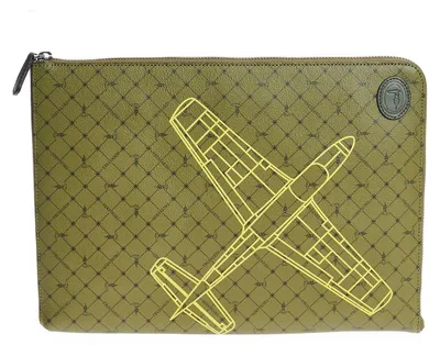 Obrázek produktu pro Trussardi, pánská kabelka, , motiv letadla, zelená barva, zapínání na zip, rozměry 33x24 cm