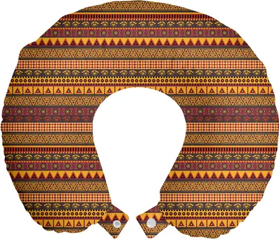 Produktbild von ABAKUHAUS afrikanisch Reisekissen Nackenstütze, exotische Augen, Schaumstoff Reiseartikel für Flugzeug und Auto, 30x30 cm, Mehrfarbig