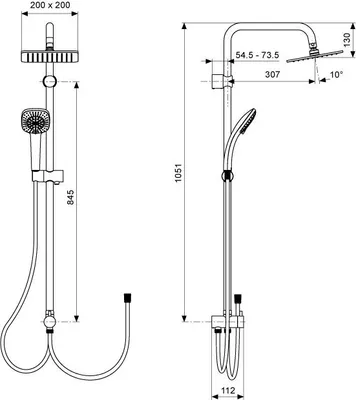 Immagine prodotto di Sistema doccia Ideal Standard IDEALRAIN CUBE per miscelatore esterno cromo