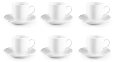 Espressokopjes aus Porzellan, 6 Stück, 100 ml, mit Untertassen