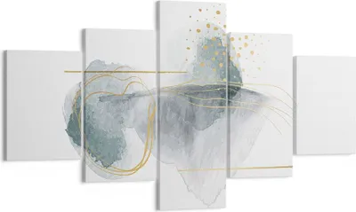 Produktbild von Bild auf Leinwand - Leinwandbild - 5 Teile - Aquarell Flecken Gold - 125x70cm - Wand Bild - Wanddeko - Wandbilder - Leinwanddruck - Bilder - Wanddekoration - Leinwand bilder - Wandbild - EA125x70-4830