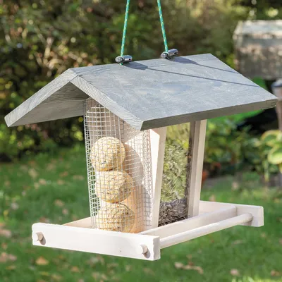 Produktbild von zooprinz Vogelhaus Bird Kitchen | Weiß | Wetterfest | Vollholz | Plexiglas mit Aufhängung
