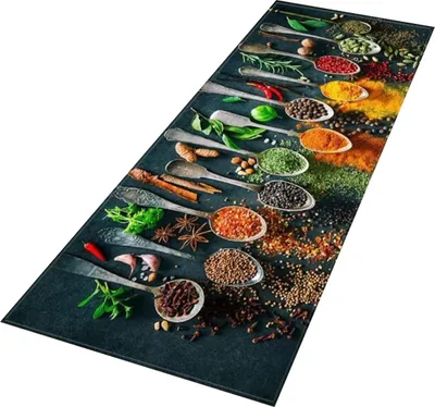 Produktbild von Küchenmatte, Geschirr- und Gewürzmatte vor der Spüle, rutschfest und waschbar, Komfort-Badematte, Fußmatte, Küchenbodenmatte, 60 x 180 cm