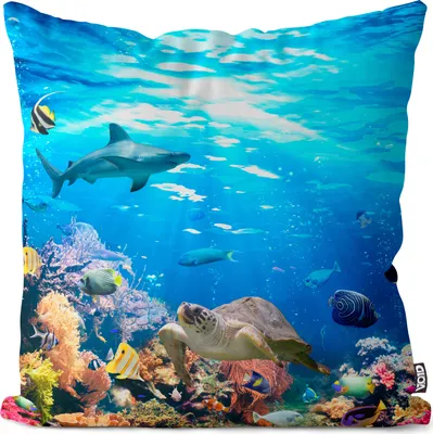 Produktbild von VOID Riff Meerestiere Fische Taucher Kissenbezug Kissenhülle Sofakissen Kissen Deko Outdoor-Kissen Dekokissen