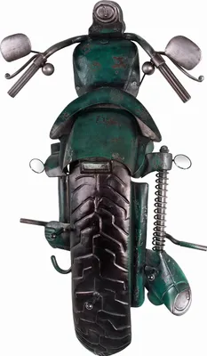 Produktbild von Haku Wandgarderobe aus Metall in 3D Vintageoptik Motorrad, mit 3 Garderobenhaken und Spiegel