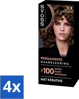 Zdjęcie produktu dla SYOSS - Koloryzacja 5-8 orzechowy brąz - Farba do włosów - Pokrycie siwych włosów - Zmniejsza łamliwość włosów - Ekonomiczne opakowanie - 4 sztuki