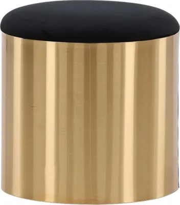 Produktbild von FURNLUX Pouf Puff Black Und Gold 45cm / Hauptfarbe: Schwarz / Abmessungen: 45 x 45 x 46 cm