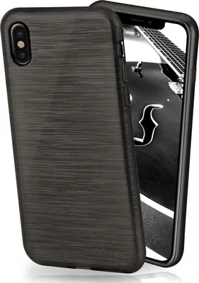 Produktbild von moex® Brushed Case kompatibel mit Apple iPhone X / iPhone XS - Hülle aus Silikon, Schwarz
