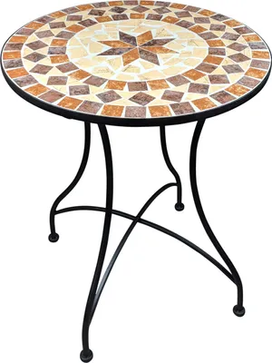 Produktbild von Mosaik Gartentisch Balkontisch Rund 60 cm Mosaiktisch Mediterran Beistelltisch Mosaik runder Gartentisch