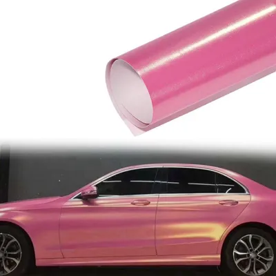 Productafbeelding van Autofolie, roze mat met gouden glitters, 75 x 152 cm, zelfklevend, geschikt voor zowel binnen- als buitengebruik