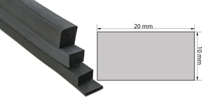 Produktbild von VKP10x20 Moosgummi EPDM - Vierkantprofil 10x20 mm Gummiprofil, Profilgummi, Rechteck
