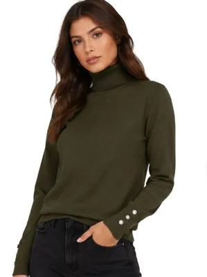 Produktbild von Damenpullover Rodier Rollkragen Oliv Klassisch S