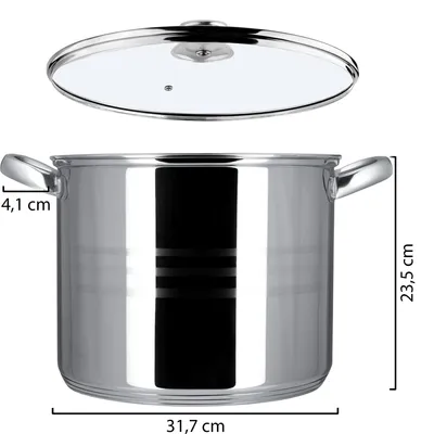Image de KADAX Marmite "Sveg", marmite haute avec couvercle en acier inoxydable, marmite universelle, marmite à légumes, argent, 16L
