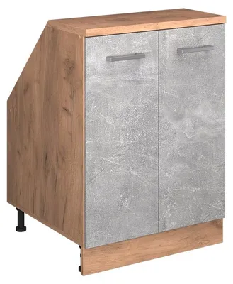 Zdjęcie produktu dla Szafka kuchenna na dach skośny Vicco R-Line Beton 60 cm z 2 drzwiami, korpus szafy głębokość 60 cm, Model 60313