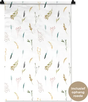 Produktbild von MuchoWow® Wandteppich Wandbehang Blumen - Pastell - Collage 60x90 cm Tapisserie Dekoration Wandtuch - Foto-Teppich - Abwaschbar