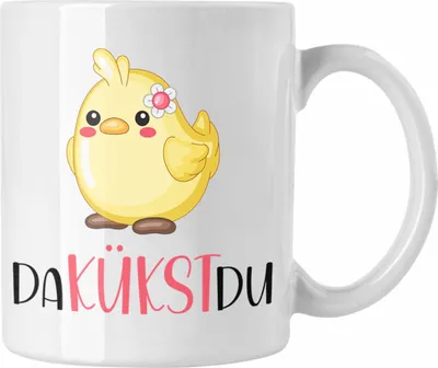 Produktbild von Trendation - Lustige Küken-Tasse "Da Kükst Du" Witziges Geschenk für Wortwitz-Liebhaber (Weiß)