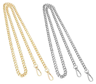 Taschenkette 120 cm, 2er-Set, Metall, goldfarben & silber, 8,3 mm breit